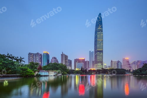 Preview: Shenzhen, China City Skyline At Twilight.