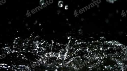 Preview: Water splash on black background color