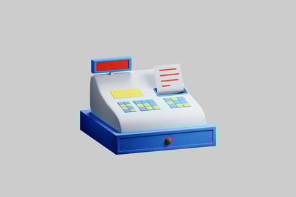 Preview: Cartoon cash register with receipt