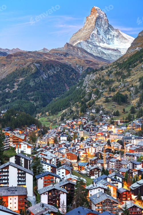 Preview: Zermatt, Switzerland with the Matterhorn.