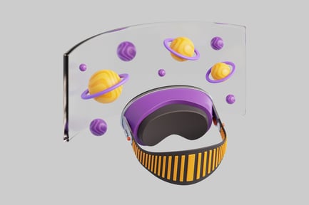 Vorschau: Futuristisches Cartoon-VR-Headset mit Planeten