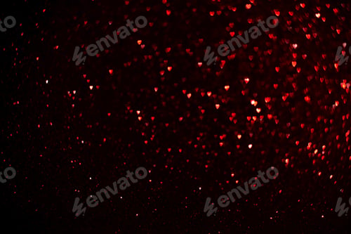 Preview: Red hearts, sparkling glitter bokeh background