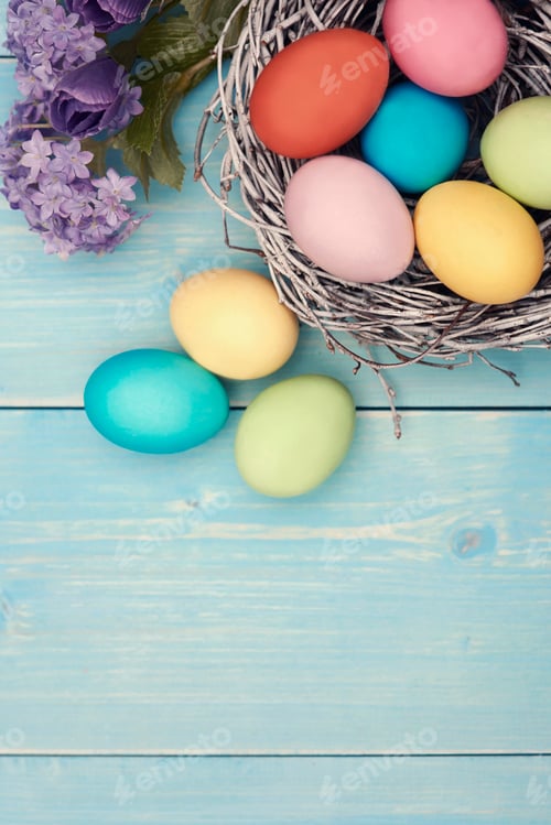 Preview: Multi colored easter handmade decorations