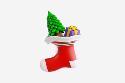 Preview: 3D Christmas Stocking with Pine Tree and Gift Box