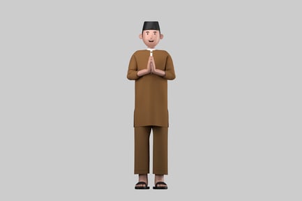 Preview: Muslim man blessing pose cartoon