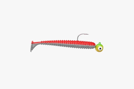 Preview: Two-Tone Ribbed Jelly Worm Fishing Lure with Jig Head