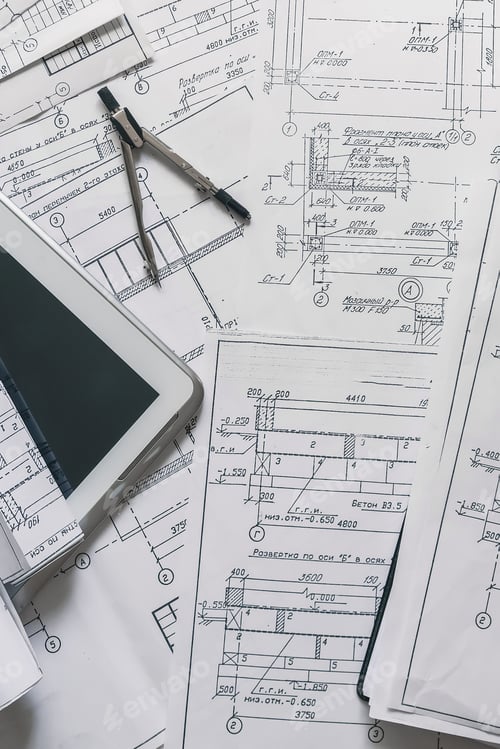 Preview: Architect works remotely from home in quarantine, lockdown covid coronavirus. Remote