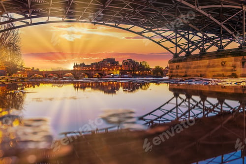 Preview: River Seine with Pont des Arts and Institut de France at sunrise in Paris