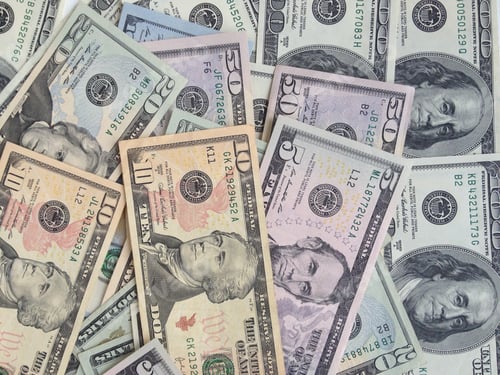 Preview: United States Currency Closeup: Ten, Fifty, and One