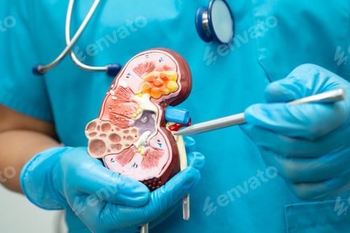Preview: Kidney disease, Chronic kidney disease ckd, Doctor hold model to study and treat in hospital.