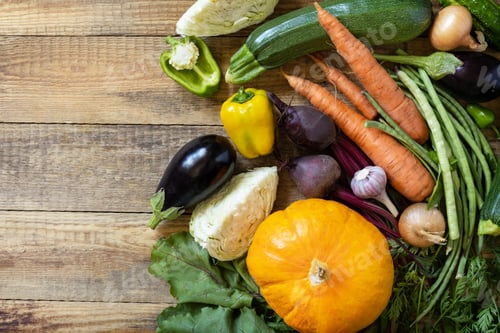 Preview: Big basket with different fresh farm vegetables. Vegetarian. Harvest.