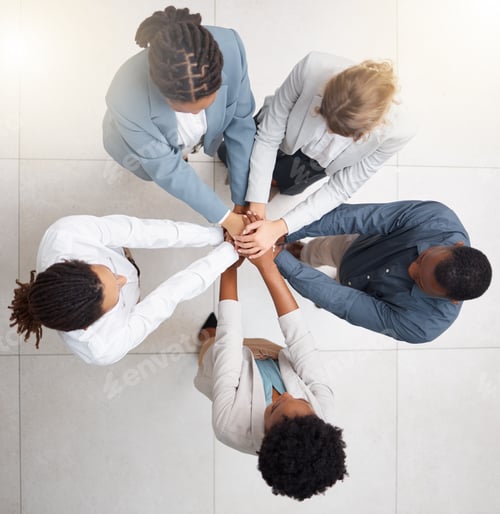 Preview: Hands stack, business people and team building of company mission, startup collaboration and group