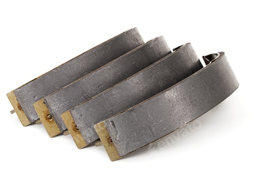 Preview: Set of asbestos brake pads, replacement spare parts of the car brake system, isolated on white