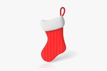 Preview: Festive Striped Christmas Stocking with Plush Trim