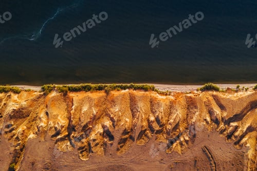 Preview: Edge of the hill. Aerial view of majestic landscapes of Jarilgach island in Ukraine