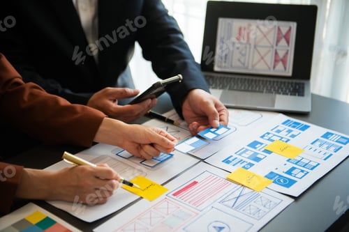 Preview: Asian businessman and woman people meeting in office. Employee brainstorm and work as team,