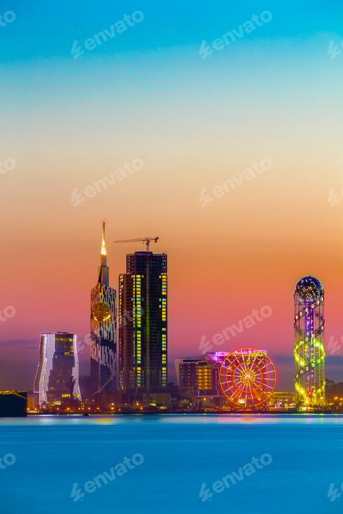Preview: Batumi, Adjara, Georgia. Sunset Or Sunrise. Bright Evening Sky I