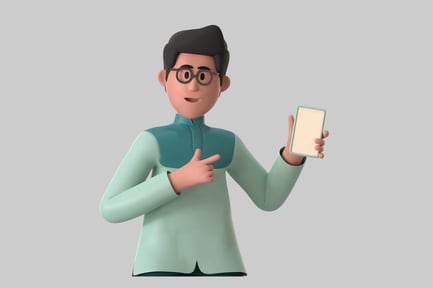Preview: Stylized Male Character with Glasses and Phone