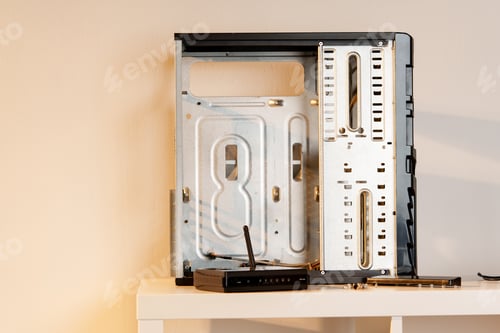 Preview: Computer parts of processing unit close up