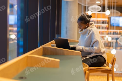 Preview: Student Studying in Modern Library