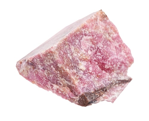 Preview: raw Rhodonite rock isolated on white
