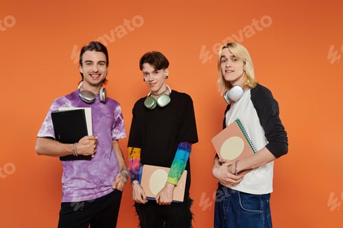 Preview: Queer friends in vibrant style on orange background
