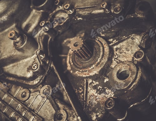 Preview: Close-up of an old motorcycle engine
