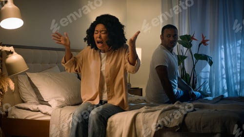 Preview: Couple family relationship problem conflict misunderstanding quarrel African American woman wife