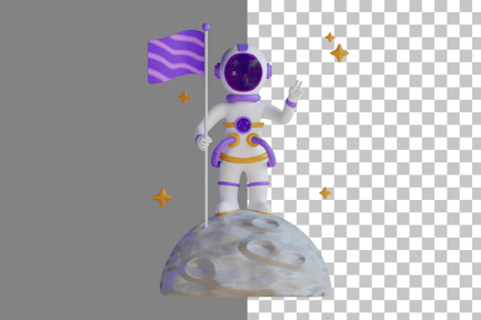 Preview: Astronaut With Flag On Moon 3D Illustration