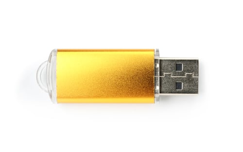 Preview: One modern flash drive isolated on white, top view