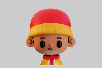 Preview: Cute cartoon character with beanie