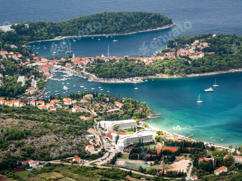 Preview: Aerial view of the shoreline of the Cavtat village located in Croatia.