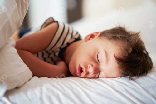 Preview: Picture of a tired young boy sleep on holidays