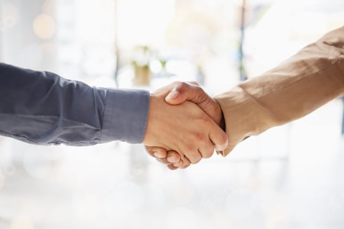 Preview: Business people, handshake and partnership in b2b, agreement or deal for collaboration, teamwork or