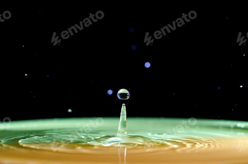 Preview: The water drop with interesting colorful blurred background