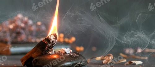 Preview: Tarot, astrology,Esoteric, Occult mystical ritual scene of sorcery tarot candles,dried flowers, palo