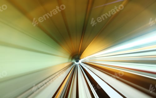 Preview: Train moving fast in tunnel