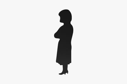 Preview: Silhouette of woman in long dress with crossed arms