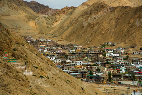 Preview: Village and farm landscape at Leh Ladakh, India.