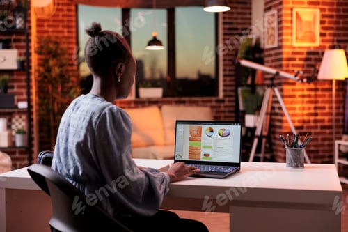Preview: Female analyst looking at data with company research results