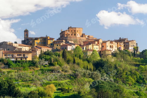 Preview: Lari old village skyline and the surrounding countryside. Casciana Terme Lari, Tuscany, Italy