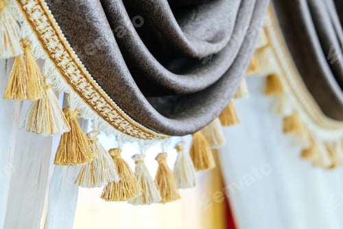 Preview: Detail of theatre curtain trimmings textile close up