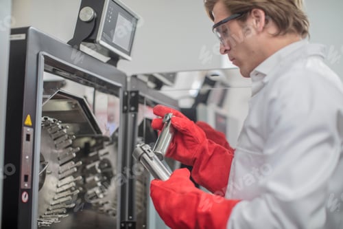 Preview: Scientist inspecting equipment in a laboratory