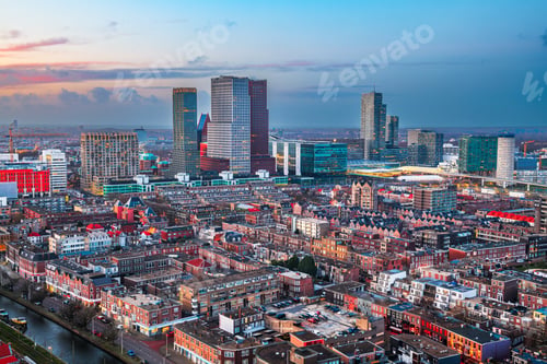 Preview: The Hague, Netherlands City Skyline at Dusk