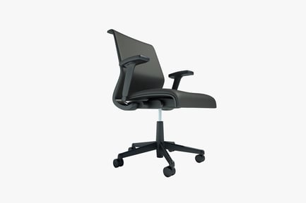 Preview: Black office chair with high backrest and footrest