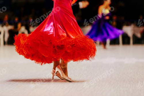 Preview: female dancer in red ball gown