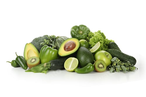 Preview: Bunch of green vegetables isolated on white background