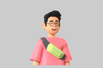 Preview: Cartoon man with bag and glasses