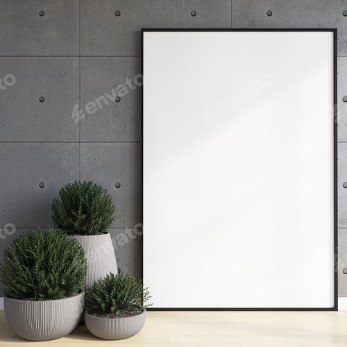 Preview: 3D Mockup photo frame in Modern interior of living room