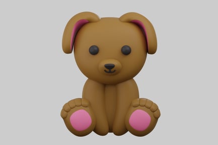 Preview: Cute cartoon puppy figure sitting